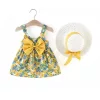 baby dress, summer dress, floral dress, dress with hat