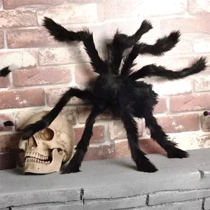 plush spider decor, spider decor, halloween spider decor, party decor