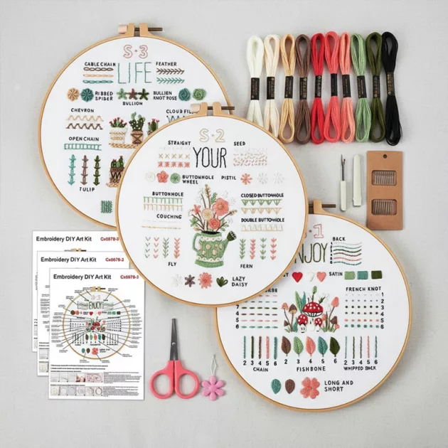 embroidery kit, cute embroidery kit, embroidery starter kit, embroidery hoop