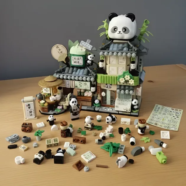 building blocks set, assembly toy, panda toy